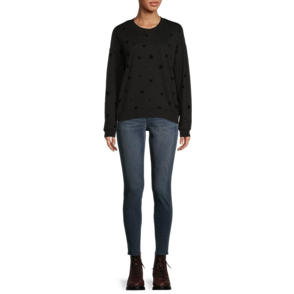Time and Tru Tops - Time and Tru side zip oversized sweatshirt XL black with stars plus size goth